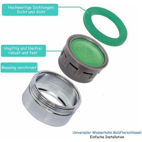 Lot de 10 mousseurs M24 pour robinet avec filtre ABS et clé de mélange (1/4)