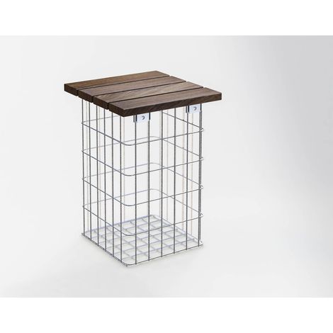 Gabiondeco - Banc de jardin Cumaru 32 cm x 52 cm x 32 cm. maillage 5 x 10 cm. galvanisé à chaud - Made in Germany (1/4)