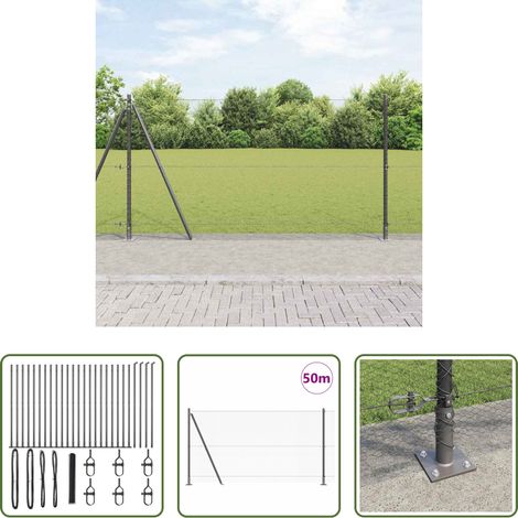 vidaXL Sécurité extérieure - Poteau de clôture. Gris 50 x 1,2 m (treillis de 13 mm) (1/5)