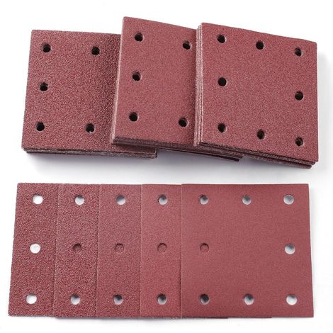 50 Pièces Papier a Poncer, 110x115mm Feuilles Abrasives 40/60/80/120/240 Grains Abrasives Papier (1/5)