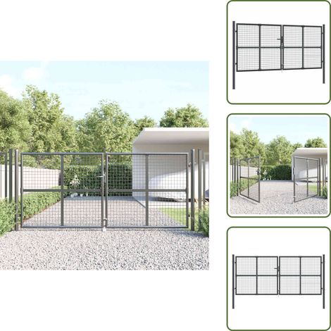 Cancello da patio - vidaXL Cancello da Giardino in Rete Antracite 300x125 cm in Acciaio Zincato - Cancello da terrazza