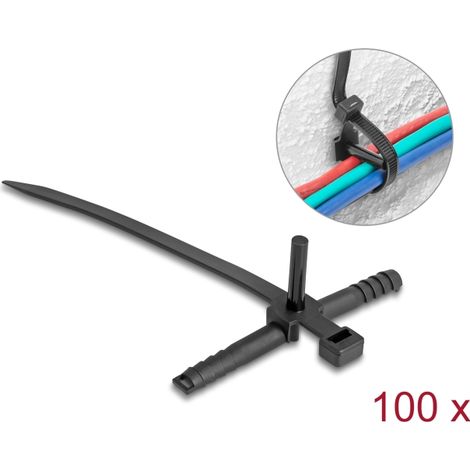 Delock Kabelbinder mit Dübel L 150 x B 7,0 mm schwarz 100 Stück