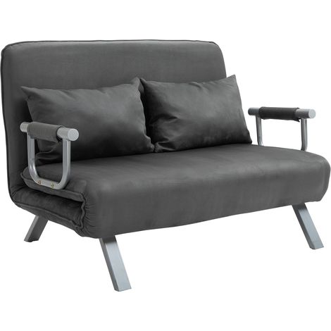Divano Letto Singolo 105x80x78 cm in Similpelle Grigio (1/5)