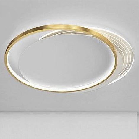 TRADE SHOP - Plafoniera Led 30watt Cerchio Oro Lampadario Da Soffitto Tondo Luce Fredda 70722 -