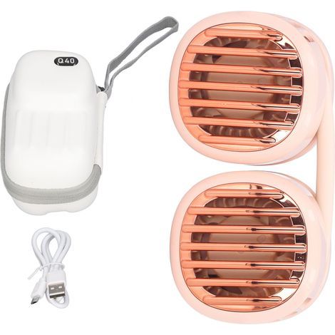 Freihändiger, tragbarer Nackenventilator mit 1800-mAh-Akku, 4 Geschwindigkeitsstufen, faltbar, einziehbar und drehbar, pink (1/5)