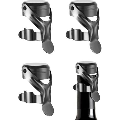BUNTHAUS Bouchon Champagne Acier Inoxydable, Lot de 4 Garde Bulles Bouchon Bouteille Vin, Bouchon vin Silicone, Bouchon Bouteille Champagne, Bouchons à Champagne Réutilisable - Garde les Bulles (1/5)