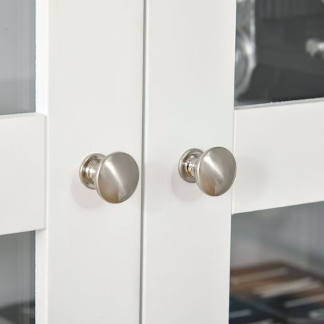 Armoire haute blanche 178,5 cm avec portes vitrées et 6 compartiments pour salon et cuisine (1/5)