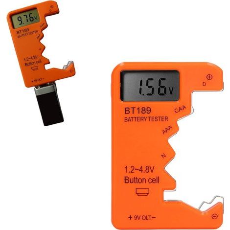 Vérificateur de Testeur de Batterie, Testeur de Batterie à Affichage Numérique LCD pour AA AAA 6F22 9V 1.5V (Orange) (1/5)