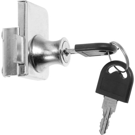 Serrure FUOYLOO pour porte coulissante en verre, clé acier laminé (1/5)