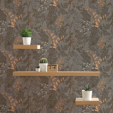 TADESSI Tapete Blumen Mario M1-No.1438 Vliestapete Grau Beige Floral Natur Wohnzimmer Schlafzimmer Küche (1/5)