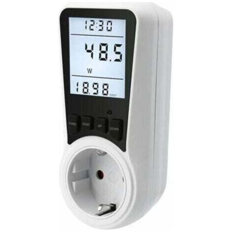Prise de courant avec compteur de puissance, compteur de consommation électrique, ampèremètre et écran LCD puissance maximale 3680 watts/16 ampères. (1/4)