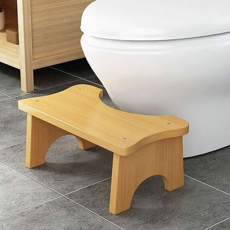Tabouret de toilette en bambou Tabouret de toilette accroupi Escabeau de toilette en bois Tabouret de toilette en bambou pour enfants Tabouret de toilette en bambou en forme de C Simpl (1/3)