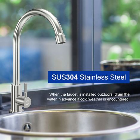 Robinet de Cuisine en Forme de U Robinet d'eau Froide de Cuisine Robinet d'évier Pivotant à 360 ° avec Barboteur Amovible (1/5)