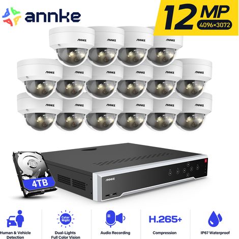 ANNKE 12MP Überwachungskamera Set Aussen,32 Kanäle NVR mit 16 POE IP Kameras,Bewegungserkennung,Nachtsicht,App/PC Fernbedienung,4TB HDD (1/5)