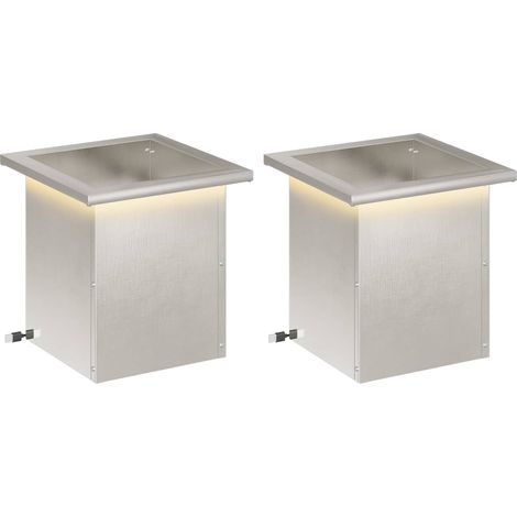 Jardinière de jardin avec LED 2 pc Argenté 30 x 30 x 30 cm vidaXL