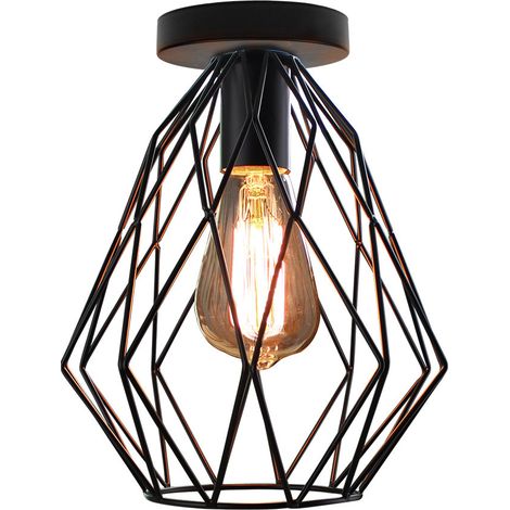 Industriell Deckenlampe in Käfigform Moderne Deckenleuchte Metall E27 Lüster für Schlafzimmer Küche Wohnzimmer Flur Badezimmer Bar Schwarz 1PCS