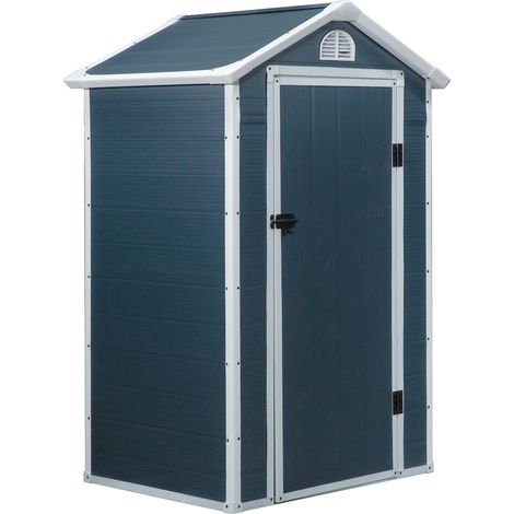 Caseta de jardín metálica gris 134 x 104 x 204 cm con ventana de ventilación (1/5)