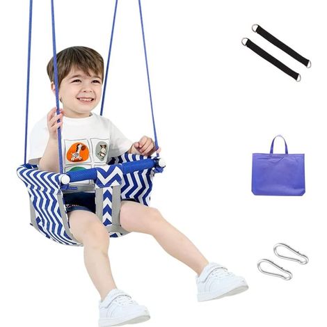 Kinderschaukel für den Außenbereich, stabiler Seilschaukelsitz, leichte Hängeschaukel, Schaukelsitz mit Sicherheitsgurt (maximale Belastung 80 kg), blau