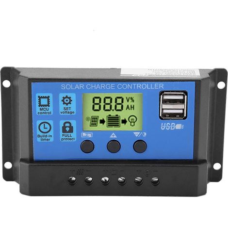 PWM 12V 24V Dual-USB-Solarpanel-Laderegler mit LCD-Anzeige, 20A (YJSS-20A)