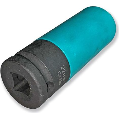 Vaso de impacto de acero CrMo de 1/2" y 22 mm con imán y tapa para llantas de aluminio Waryński (1/4)