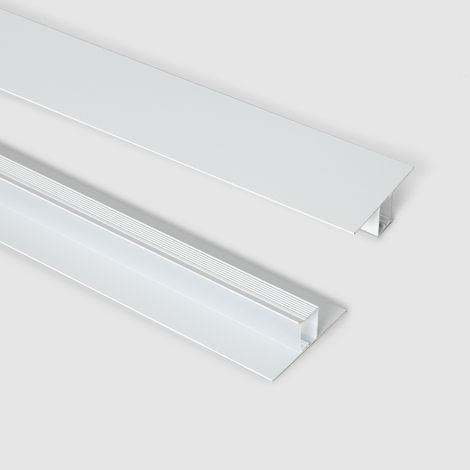 Perfil Aluminio Integración en Pared/Techo para Tira LED hasta 15 mm con Tapa Continua Blanco 2 m Semi-transparente