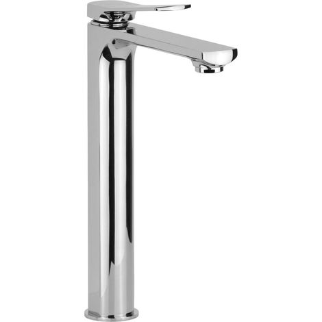 Miscelatore lavabo monoforo modello alto con leva inclinata e piletta clic-clac Pollini Kora MXLHMCLMCCR  Cromo