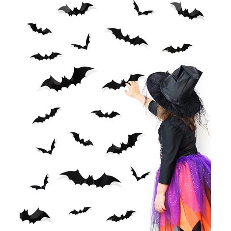 3D-Fledermaus-Aufkleber, 60 Stück, Fledermaus-Wandaufkleber, Halloween-3D-Fledermäuse, Fledermaus-Dekorationen, Fledermäuse (1/5)