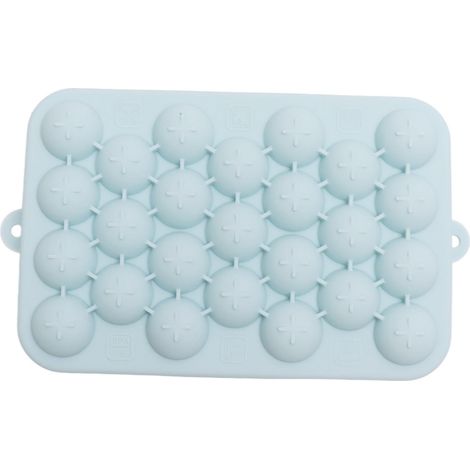 Eiswürfelform mit 25 Fächern, leicht zu lösende Silikon-Eiskugelform, Mini-Rundeiskugelform mit Deckel, blau (1/5)