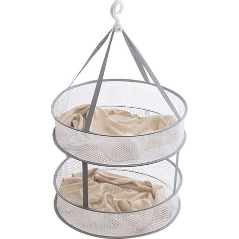 Filet à linge gris, 48 cm de diamètre, une pièce, un outil idéal pour sécher les chaussettes et les pulls en cachemire. (1/5)