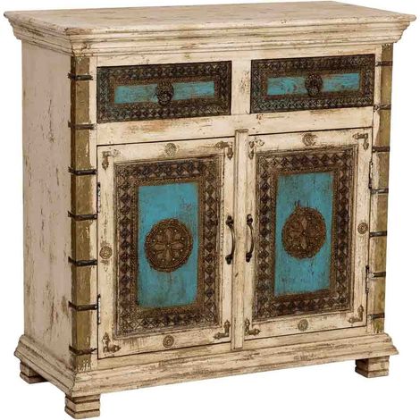 Aparador de madera artesanal blanco 90x40x90h cm