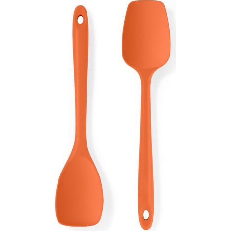 Silikon Löffel Set 2 Stück, 315℃ hitzebeständig, Orange, flexibel