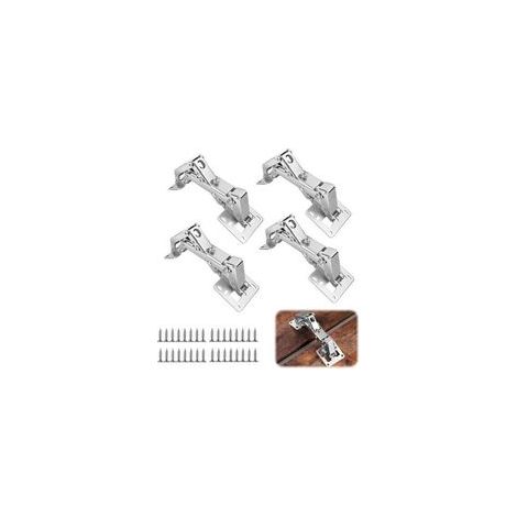 4 Pièces Charniere Invisible à 170 Degrés, Charniere Porte Placard avec Vis, Grand Angle Charnière Hydraulique pour Armoires de Cuisine et Penderies