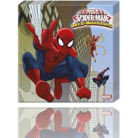 Set 20 Pièces Serviettes En Papier Jetables Pour Fêtes Spiderman Marvel Land548