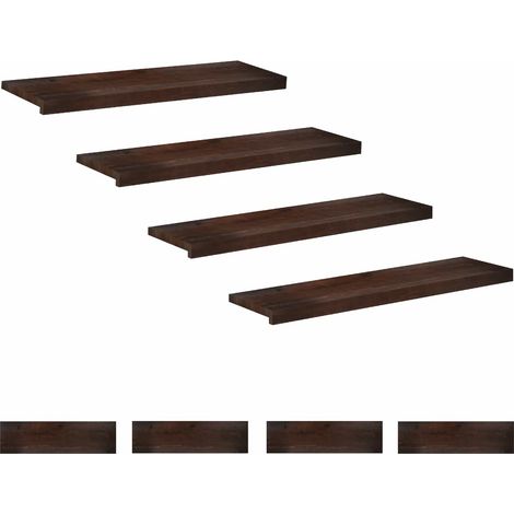 Marches d'escalier intérieur en bois de hêtre massif marron foncé lot de 8 pièces, 31.6kg (1/5)