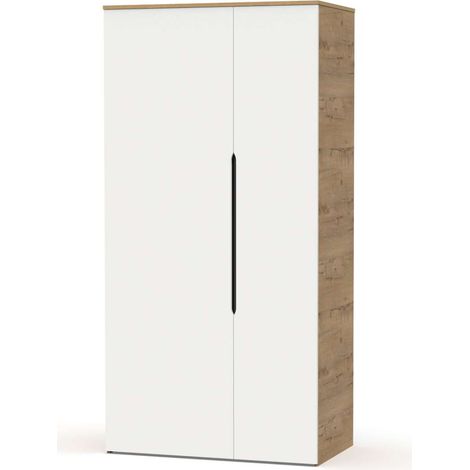 Armario ropero 2 puertas abatibles Noa acabado roble gold-blanco, 100cm(ancho) 200cm(altura) 57cm(fondo) (1/5)