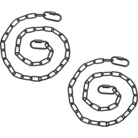 2 Pcs Chaîne De Porte, 26 In x 3mm Dia Acier Allié Chaîne Suspendue Avec 2 Fermoirs Pour Étal Grange Clôture Porte Hamac Balançoire Sac De Frappe Yoga Gym, Noir (1/5)