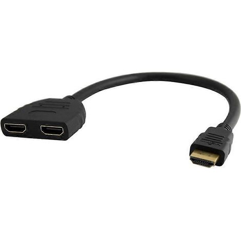 Adaptateur/convertisseur de câble répartiteur noir 1 entrée/2 sorties mâle vers double femelle A/V 1080p (1/5)