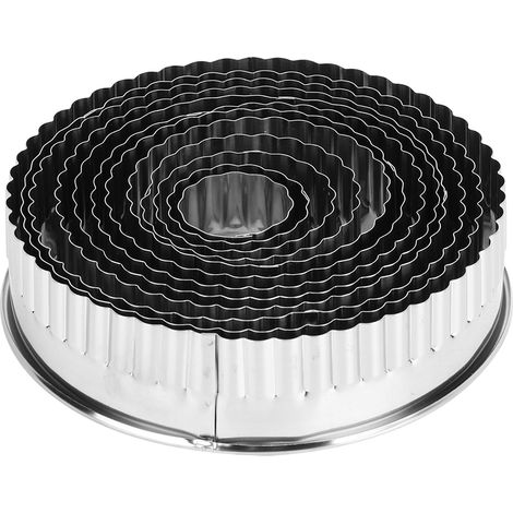 12 emporte-pièces ronds en acier inoxydable pour gâteaux, biscuits et cookies, avec dents, outil de pâtisserie maison (1/5)