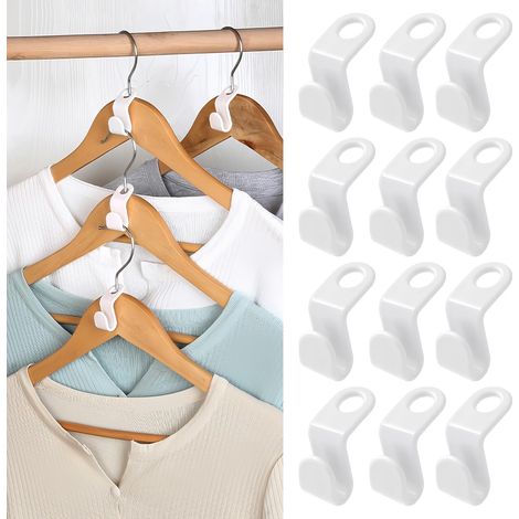 Paquet de 50 cintres peu encombrants – Crochets à vêtements, crochets empilables peu encombrants, organisateurs de garde-robe en plastique et extenseurs de rangement pour connexions en cascade robuste (1/5)