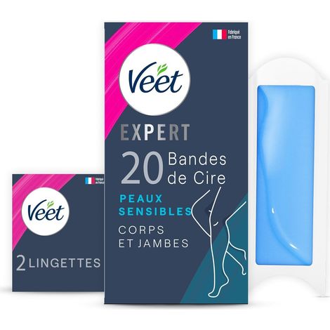 20 Bandes de Cire Froide Corps & Jambes - Peaux Sensibles - Finition Parfaite - Epilation Longue Durée (1/5)