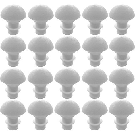 Confezione da 20 tappi terminali tubolari rotondi alettati in LDPE – Per fori Ø da 7,5 a 9 mm – Protezione per gambe di mobili Ø 15,5 mm bianco (1/2)