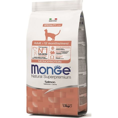 Monge Cat Natural Superpremium Adult con Salmone - Monge Cat Natural Superpremium Adult con Salmone - Sacco Da 1,5 Kg