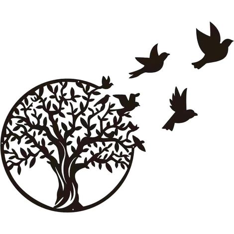 Art de l'arbre de Vie(30x30cm) – Art Mural en Métal Arbre de vie Décoration murale Silhouette (1/5)