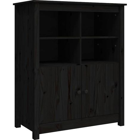 Maison La Vie - Buffet Salon Moderne - Meuble de rangement - Noir 83x41,5x100 cm Bois massif de pin bu4971 (1/5)