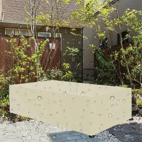 Housse Salon de Jardin, Bache Table Exterieur 160 x 200 x 80cm Housse Table de Protection pour Tables, Beige (1/4)