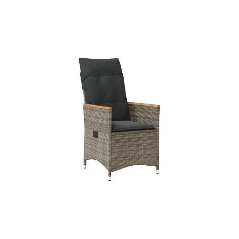 Chaise inclinable de jardin avec coussins gris résine tressée (1/5)