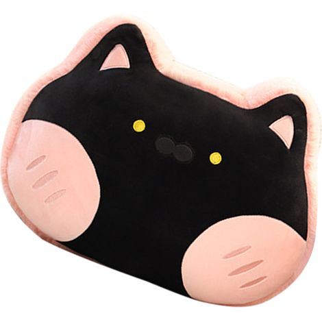 Coussin en forme d'animal, peluche douce en flanelle, motif chat rose cerise, 40 x 30 cm, idéal comme cadeau de Noël pour les enfants. (1/5)