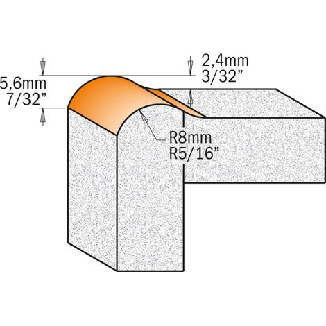 880.531.11 HM ECKEN-TROPKANTENFRÄSER M/KUGELAGER S=12,7 D=25,4X22 R=7,93