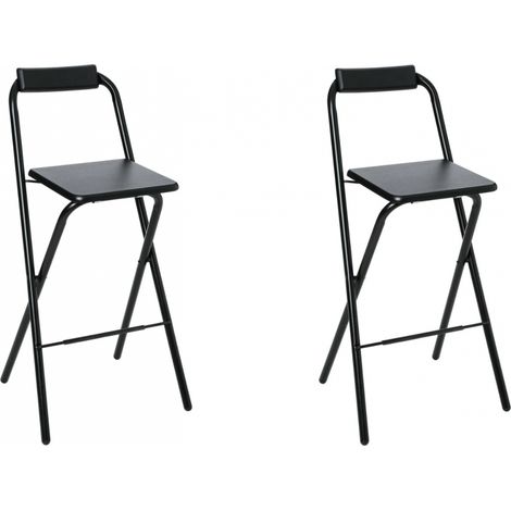 Chaise de bar pliable - Lot de 2 - Noir - Louna - Livraison gratuite (1/5)