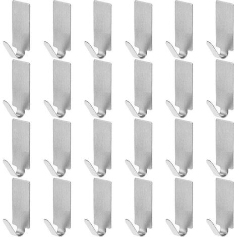 24pc Adhesive Hooks, Stainless Steel Hooks, Self-Adhesive Hooks, Wall-Mounted Adhesive Hooks, Stainless Steel Towel Racks, for Kitchen, Bathroom, Balcony